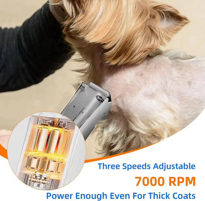 2-In-1 Portable Dog Grooming Vacuum Clipper Kit 3-Speed Low Noise Rechargeable Powerful Suction 99% Pet Cat Pet Hair Trimmer Shaver with Comb Shedding LED Pet Trimmer Shaving Accessories