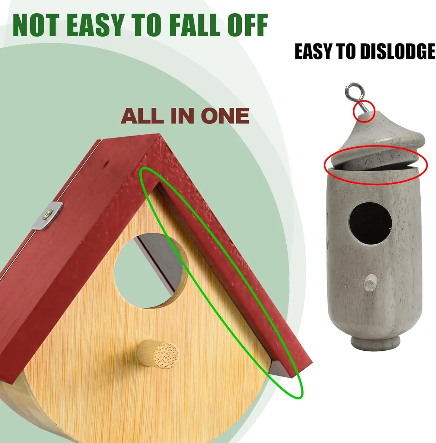 2 Pack Hummingbird House, Window View Wooden Bird Houses for outside Hummingbird Houses for Nesting, Hanging Chickadee House for Indoor Outdoor with Hemp Ropes