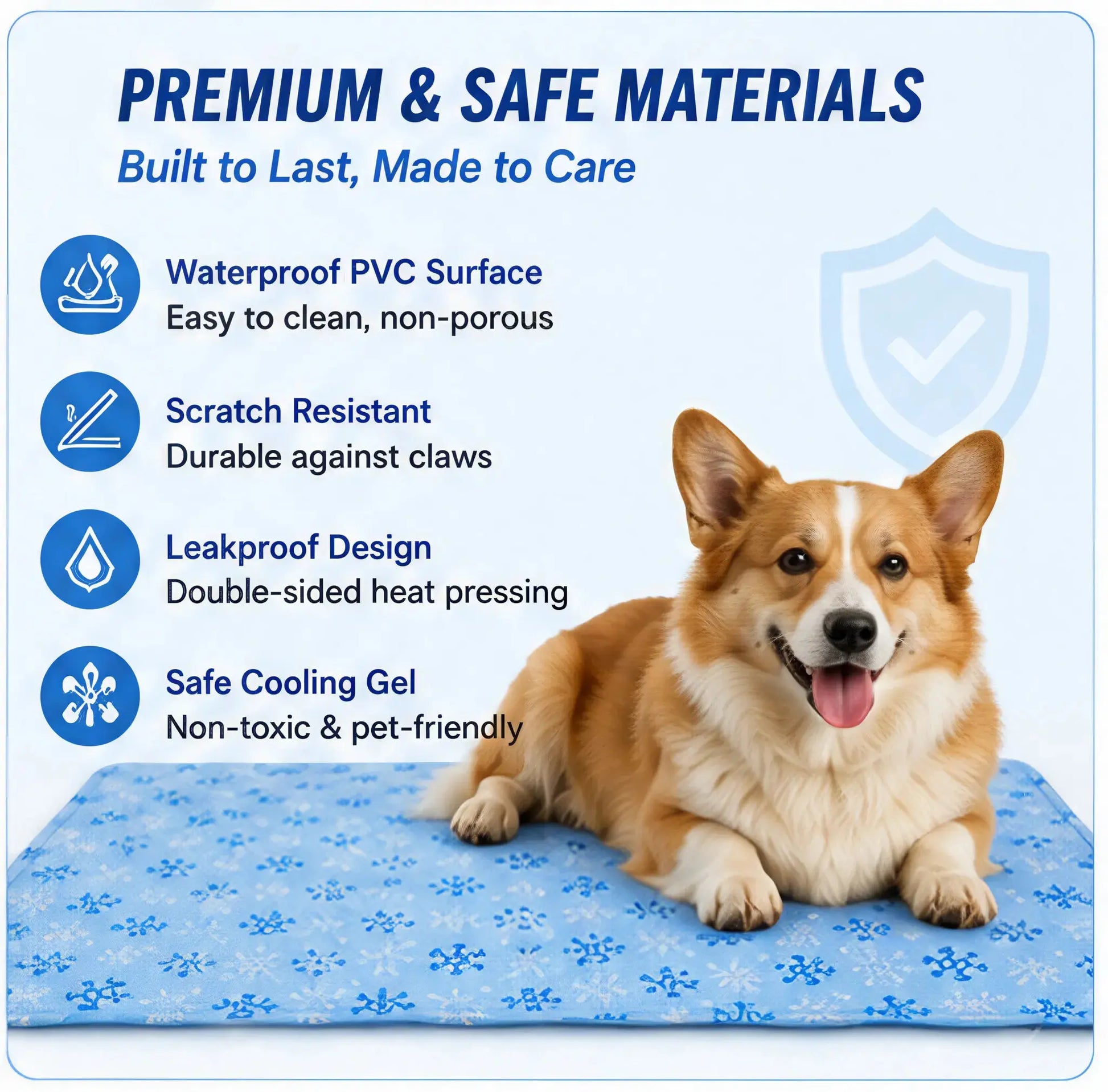 Pet Cool Pad - Washable Gel, Waterproof Ice Silk Pad for Dogs & Cats, Suitable for Couch, Crate (Sizes S-L)