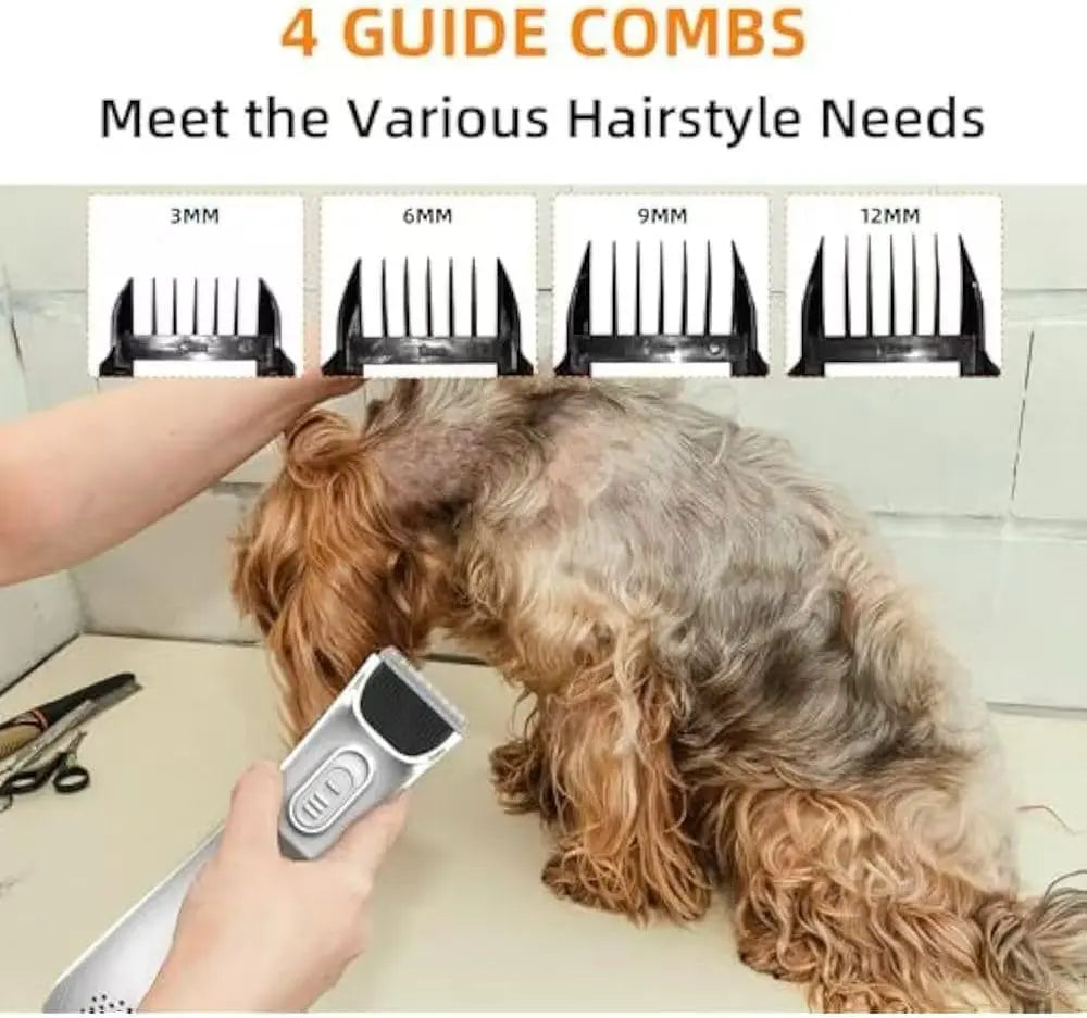 2-In-1 Portable Dog Grooming Vacuum Clipper Kit 3-Speed Low Noise Rechargeable Powerful Suction 99% Pet Cat Pet Hair Trimmer Shaver with Comb Shedding LED Pet Trimmer Shaving Accessories