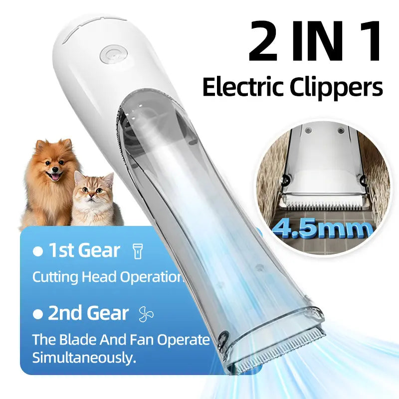 2-In-1 Portable Dog Grooming Vacuum Clipper Kit 3-Speed Low Noise Rechargeable Powerful Suction 99% Pet Cat Pet Hair Trimmer Shaver with Comb Shedding LED Pet Trimmer Shaving Accessories